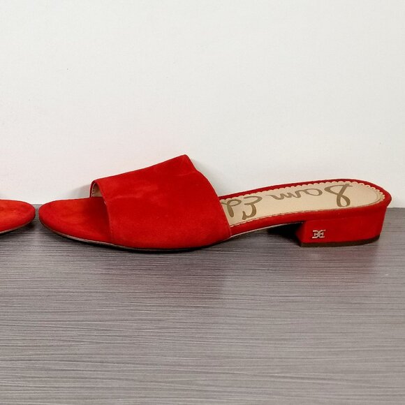 Sam Edelman Kenz Block Heel Slide, Red Suede, Womens Size 10 M / 40 - Picture 7 of 11